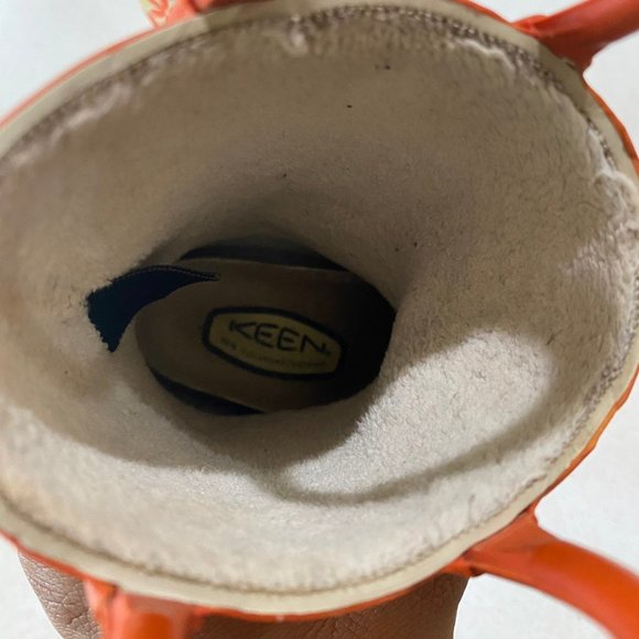 Keen rain boots kid 4 orange floral lined pull on - Picture 8 of 9